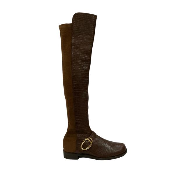 Stuart Weitzman Siella 5050 Over-the-Knee Brown Suede Leather Boots Size 8 N - Picture 4 of 16